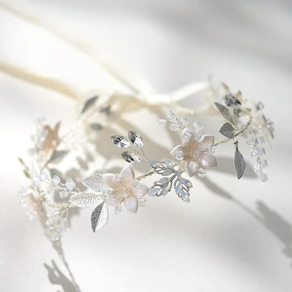 ❤️Women Sliver Handmade Bridal Headband Hair Accessories  Hair Pieces Floral - Picture 4 of 7